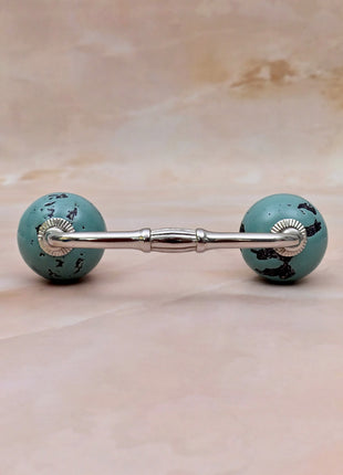 Black Distressed & Light Turquoise Ceramic Knob Door Pull