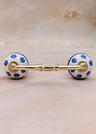 Blue Flower on White Ceramic Knob Door Pull