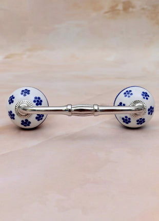 Blue Flower on White Ceramic Knob Door Pull