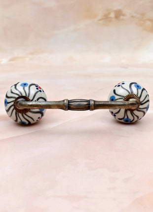 Black Swirl Pattern Ceramic Knob Door Pull