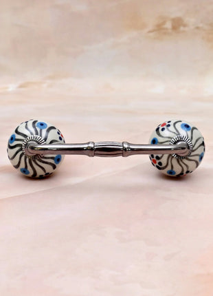 Black Swirl Pattern Ceramic Knob Door Pull