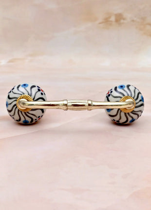 Black Swirl Pattern Ceramic Knob Door Pull