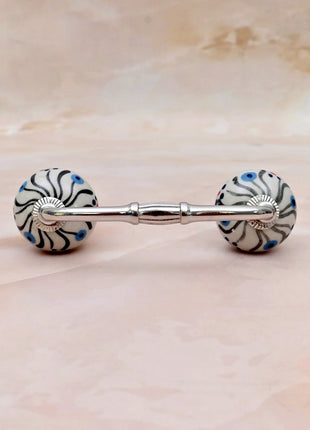 Black Swirl Pattern Ceramic Knob Door Pull