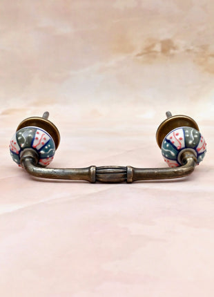 Multicolor Geometric Floral Pattern Ceramic Knob Door Pull