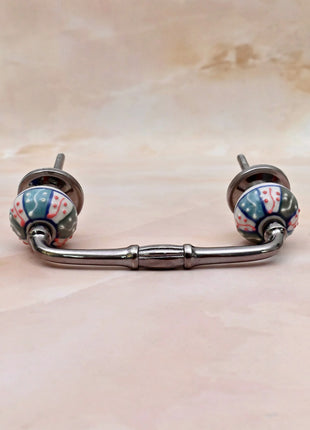 Multicolor Geometric Floral Pattern Ceramic Knob Door Pull
