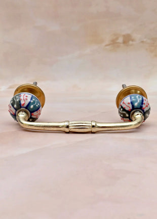Multicolor Geometric Floral Pattern Ceramic Knob Door Pull