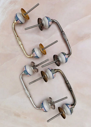 Multicolor Geometric Floral Pattern Ceramic Knob Door Pull
