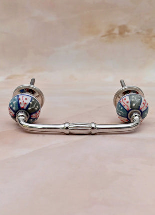 Multicolor Geometric Floral Pattern Ceramic Knob Door Pull