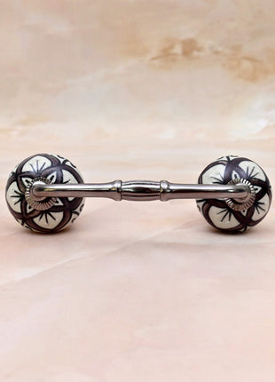 Brown & White Flower Ceramic Knob Door Pull