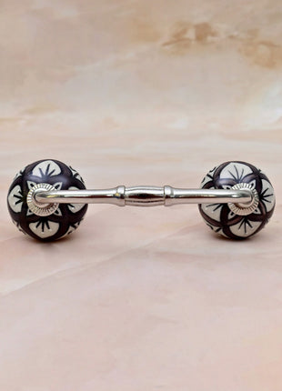 Brown & White Flower Ceramic Knob Door Pull