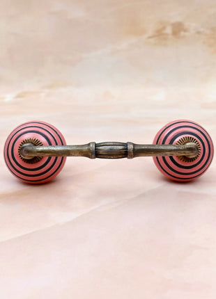 Pink & Black Striped Ceramic Knob Door Pull