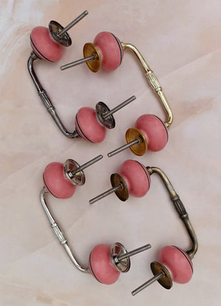Pink & Black Striped Ceramic Knob Door Pull