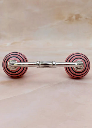 Pink & Black Striped Ceramic Knob Door Pull