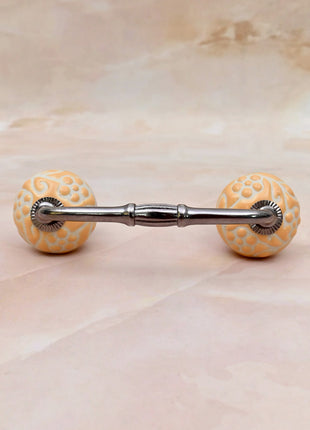 Yellow Floral Embossed Ceramic Knob Door Pull