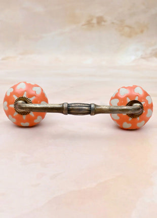 White Heart Motif Ceramic Knob Door Pull