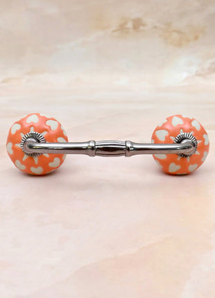 White Heart Motif Ceramic Knob Door Pull