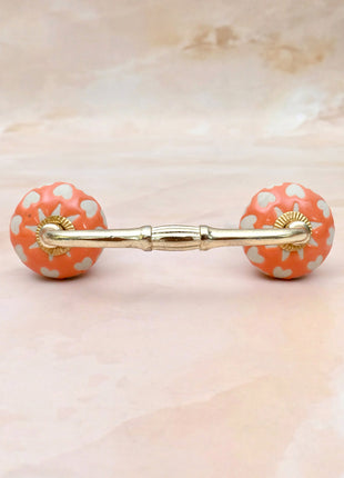 White Heart Motif Ceramic Knob Door Pull