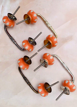 White Heart Motif Ceramic Knob Door Pull