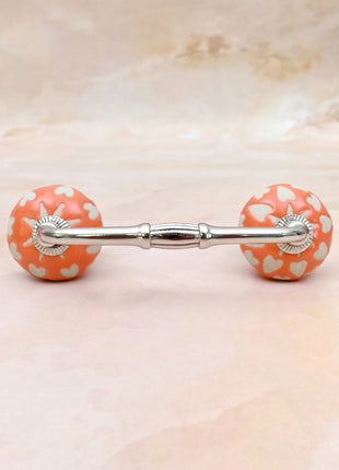White Heart Motif Ceramic Knob Door Pull