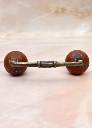 Rustic Mottled Brown Ceramic Knob Door Pull