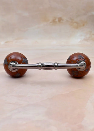 Rustic Mottled Brown Ceramic Knob Door Pull