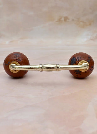 Rustic Mottled Brown Ceramic Knob Door Pull