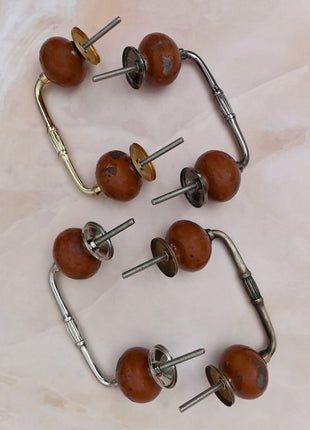Rustic Mottled Brown Ceramic Knob Door Pull
