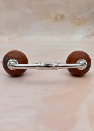 Rustic Mottled Brown Ceramic Knob Door Pull