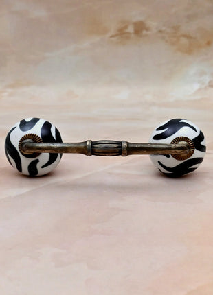 Black and White Zebra Stripe Ceramic Knob Door Pull