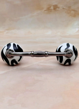 Black and White Zebra Stripe Ceramic Knob Door Pull