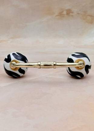 Black and White Zebra Stripe Ceramic Knob Door Pull