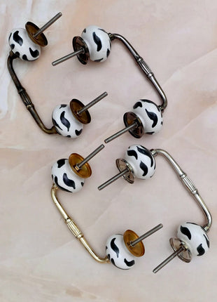 Black and White Zebra Stripe Ceramic Knob Door Pull