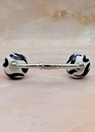 Black and White Zebra Stripe Ceramic Knob Door Pull