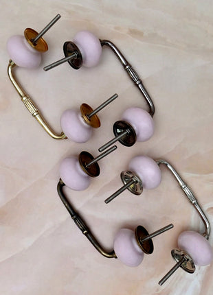 Solid Blush Pink Ceramic Knob Door Pull
