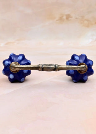 Royal Blue Polka Dot Pumpkin Ceramic Knob Door Pull