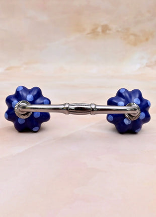 Royal Blue Polka Dot Pumpkin Ceramic Knob Door Pull