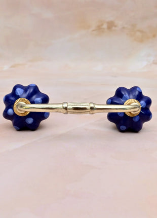 Royal Blue Polka Dot Pumpkin Ceramic Knob Door Pull
