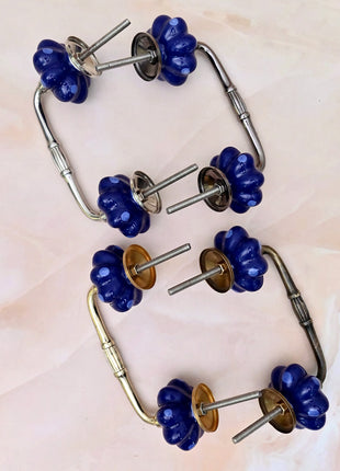 Royal Blue Polka Dot Pumpkin Ceramic Knob Door Pull