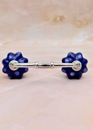 Royal Blue Polka Dot Pumpkin Ceramic Knob Door Pull