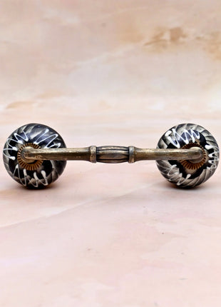 Black and Off-White Swirl Ceramic Knob Door Pull