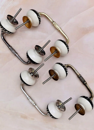 Black and Off-White Swirl Ceramic Knob Door Pull