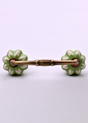 Heart Shape on Light Green Ceramic Knob Door Pull