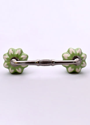 Heart Shape on Light Green Ceramic Knob Door Pull
