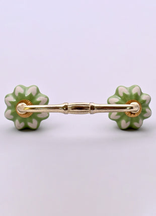 Heart Shape on Light Green Ceramic Knob Door Pull