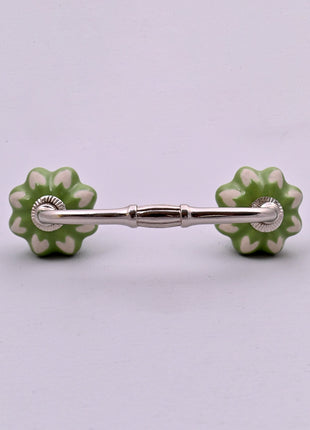 Heart Shape on Light Green Ceramic Knob Door Pull