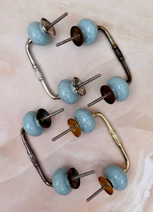 Crackle Glazed Light Blue Ceramic Knob Door Pull