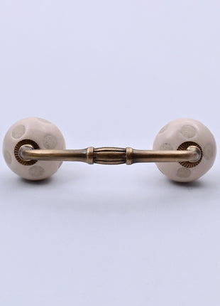 Off White Polka Dot Ceramic Knob Door Pull