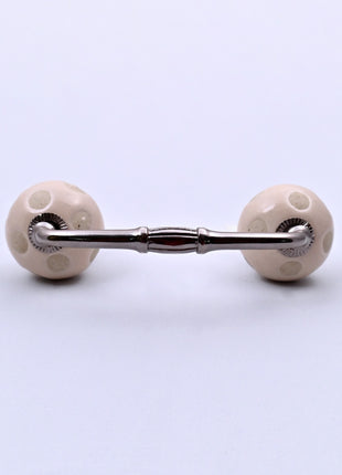 Off White Polka Dot Ceramic Knob Door Pull