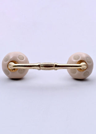 Off White Polka Dot Ceramic Knob Door Pull