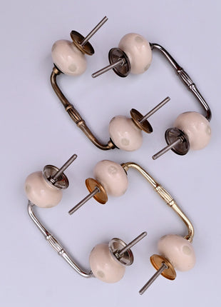 Off White Polka Dot Ceramic Knob Door Pull